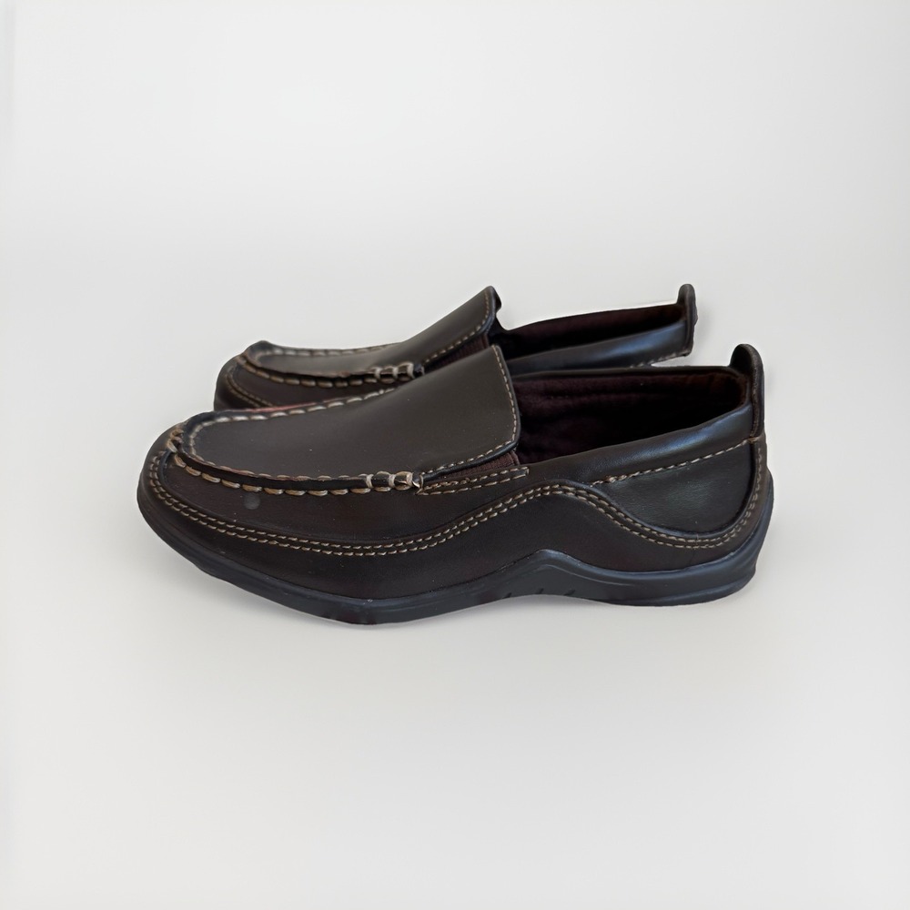 Cole Haan Lil Finley Children's Dark Brown Faux Leather Driving Mocs Size 10 - Picture 2 of 6